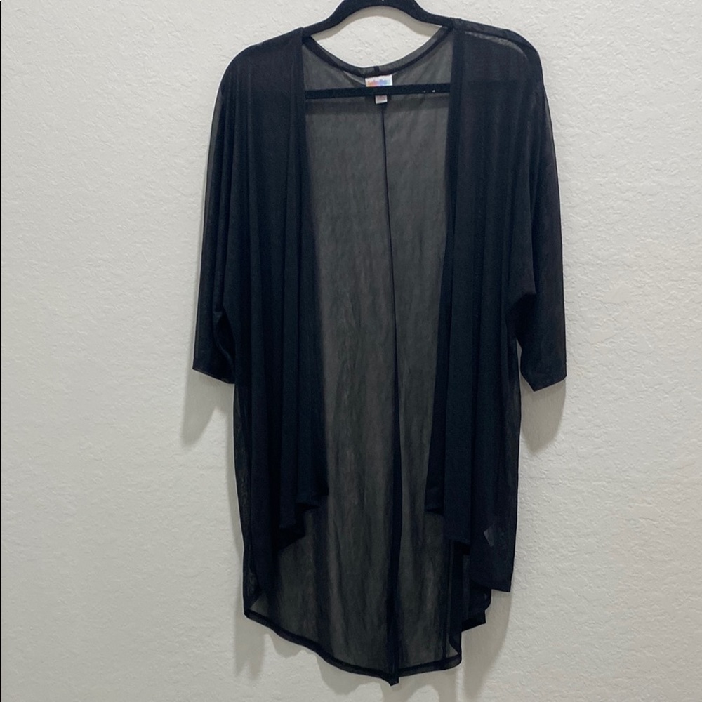 LuLaRoe Black 3/4 Sleeve Houndstooth Print Sheer Cover Up-Size Medium